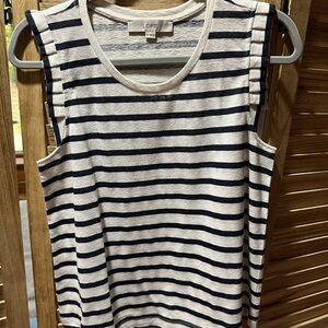 LOFT Navy and White Striped Women's Top